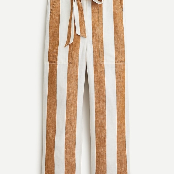 Tie-waist linen pant in stripe - Picture 3 of 4